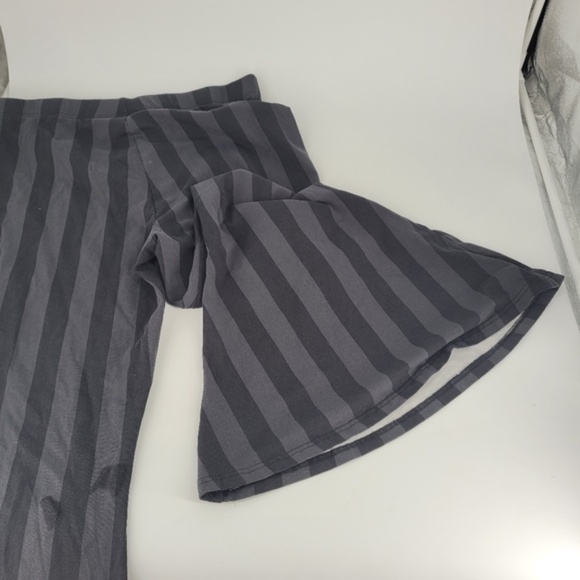 KILLSTAR Women's Inferno Room Flare Pants in Black & Gray Stripe size XXL - Picture 3 of 9